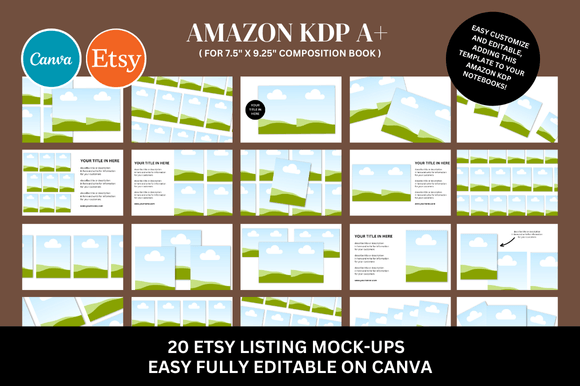 20 Amazon KDP A+ Canva Mockup Bundle for Your Digital Shop