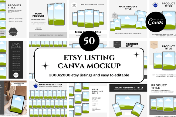 50 Etsy Canva Mockups for Your Digital Shop