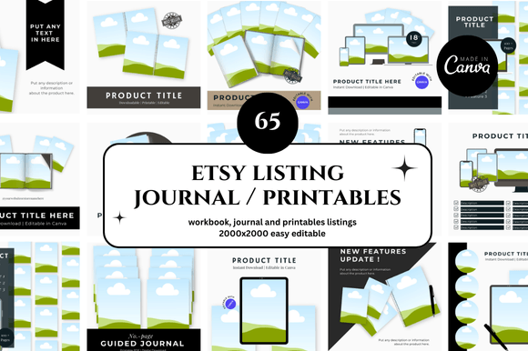 65 Journal and Printables Canva Mockup: Elevate Your Etsy Shop
