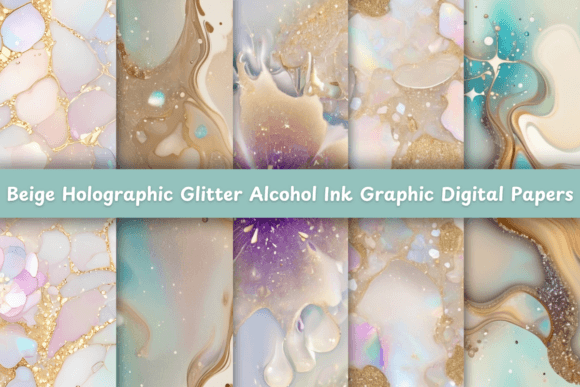 Beige Holographic Glitter Alcohol Ink