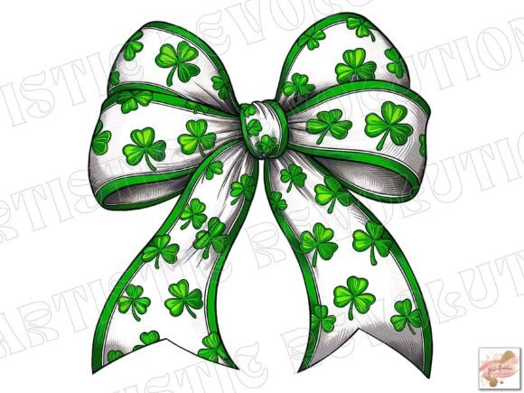 Charming St Patrick's Day PNG Retro Coquette Bow for Designs