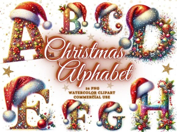 Christmas Alphabet PNG Clipart for Festive Designs