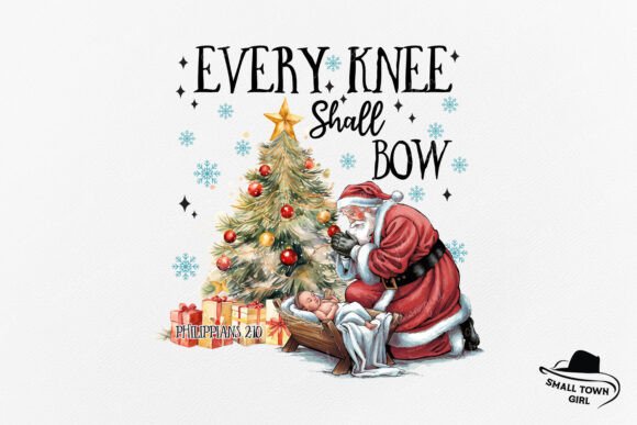 Every Knee Shall Bow Nativity Santa: A Festive Design Asset