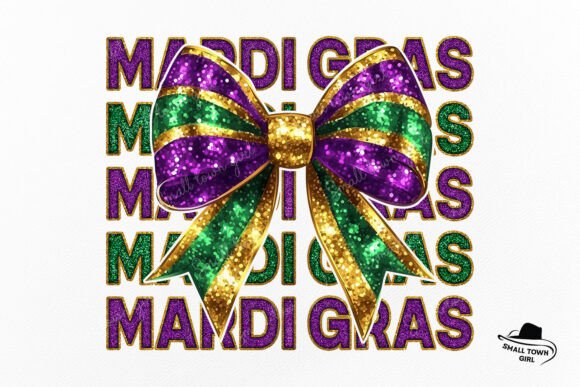 Glitter Mardi Gras Coquette Bow Png: Festive Design Sparkle