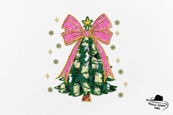 Pink Coquette Glitter Christmas Tree Png: Festive Elegance for Your Designs