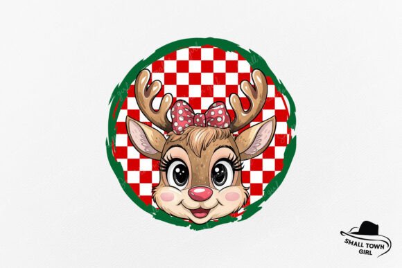 Reindeer Girl Kid Checkered Christmas: Festive Design Made Easy