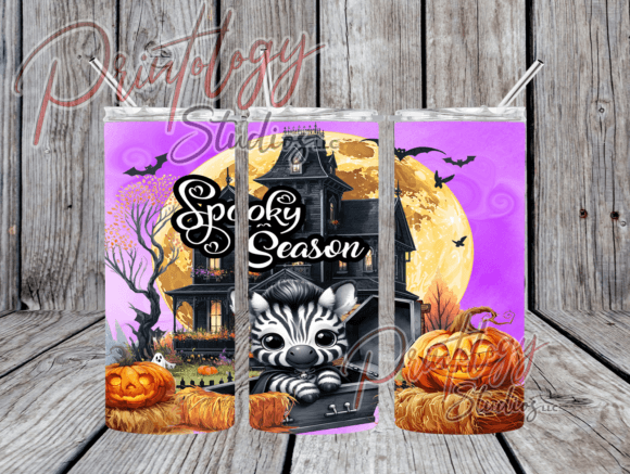 Spooky Season Halloween Zebra 20oz Wrap: Bold Sublimation Design